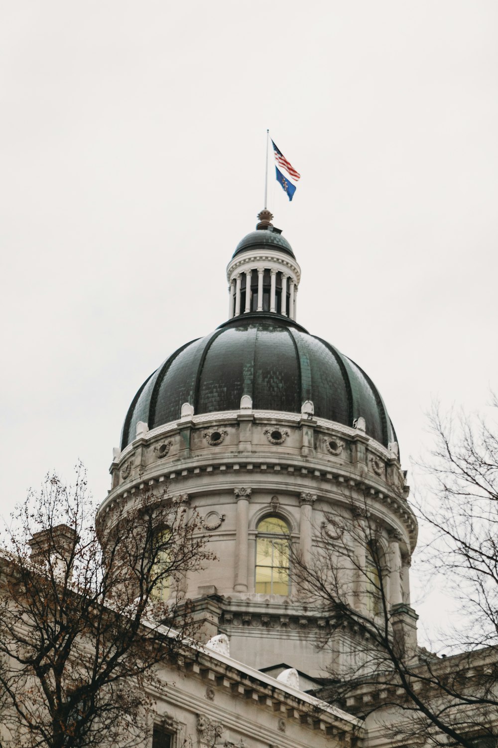 green and white dome building