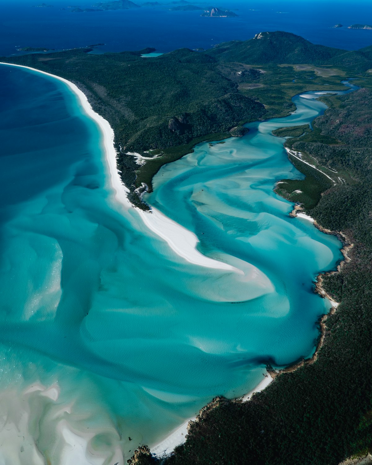 Whitsundays islands and rain clouds in wet-season January