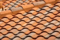 brown roof tiles in close up photography
