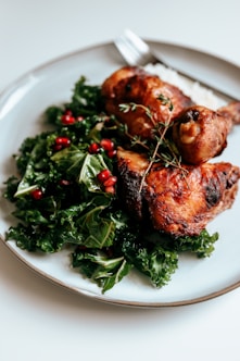 cooked food on white ceramic plate