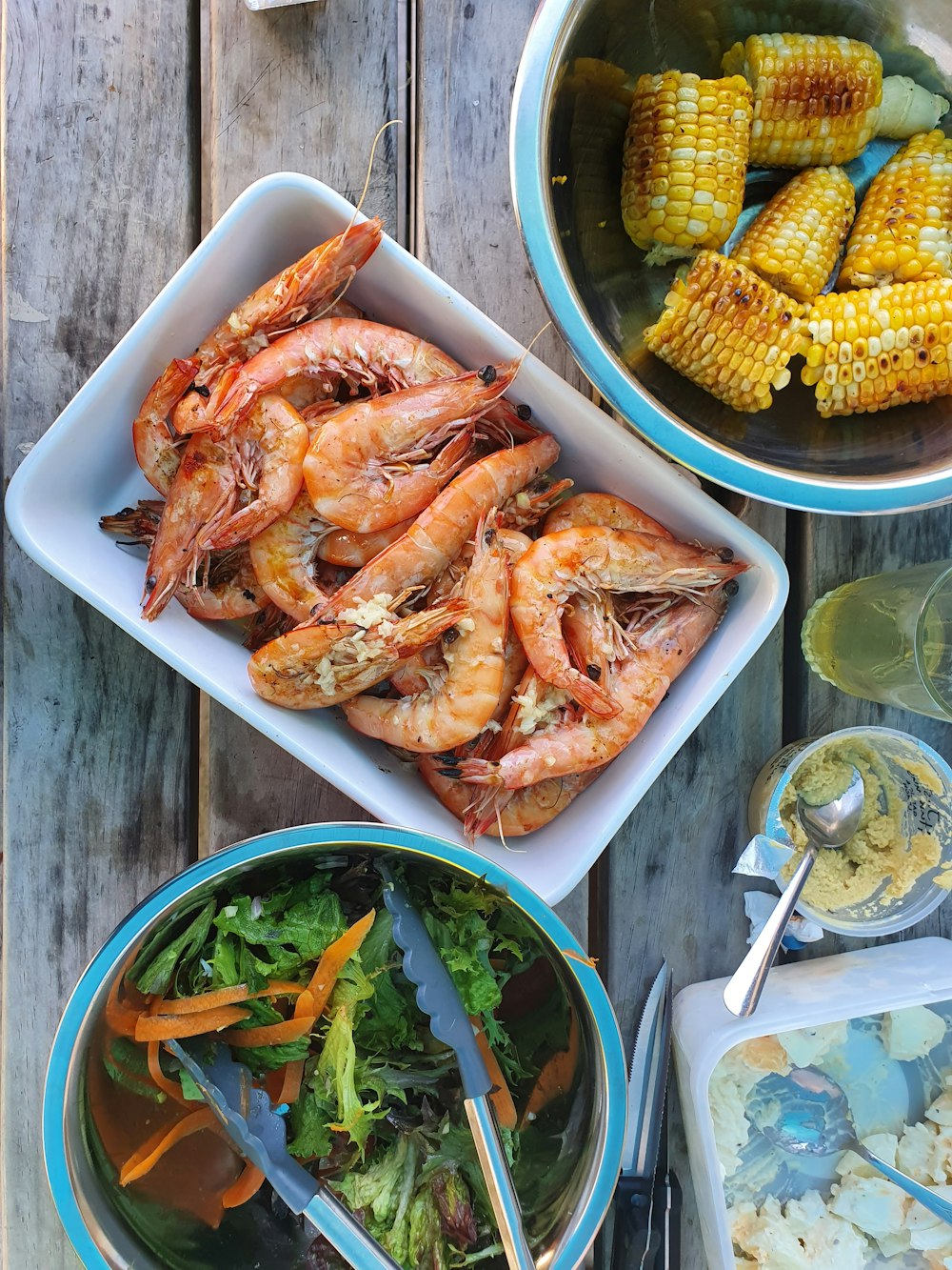 grilled chicken on blue ceramic bowl