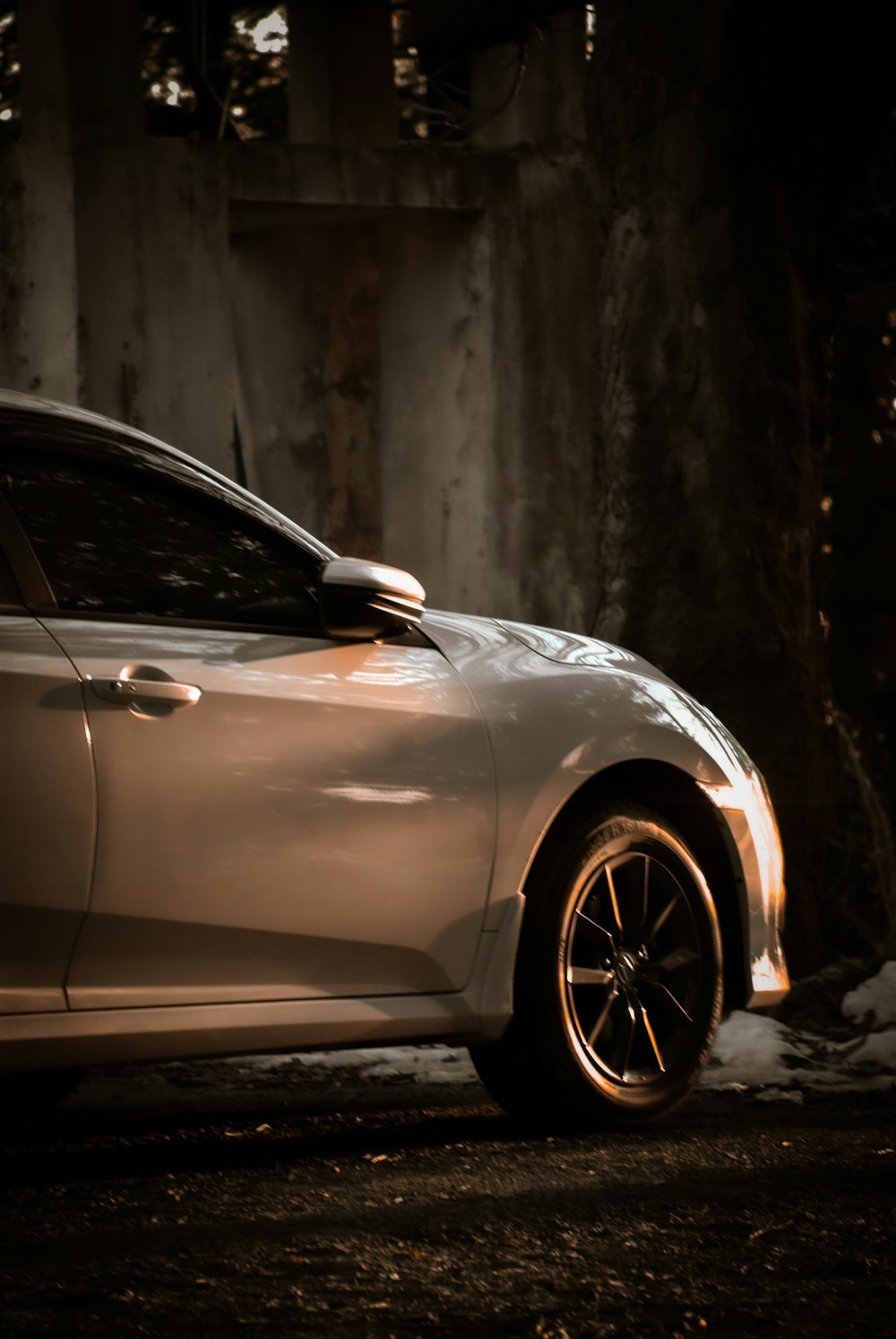 white car in a tunnel