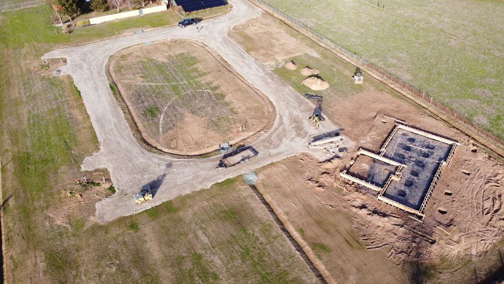 aerial view of green grass field