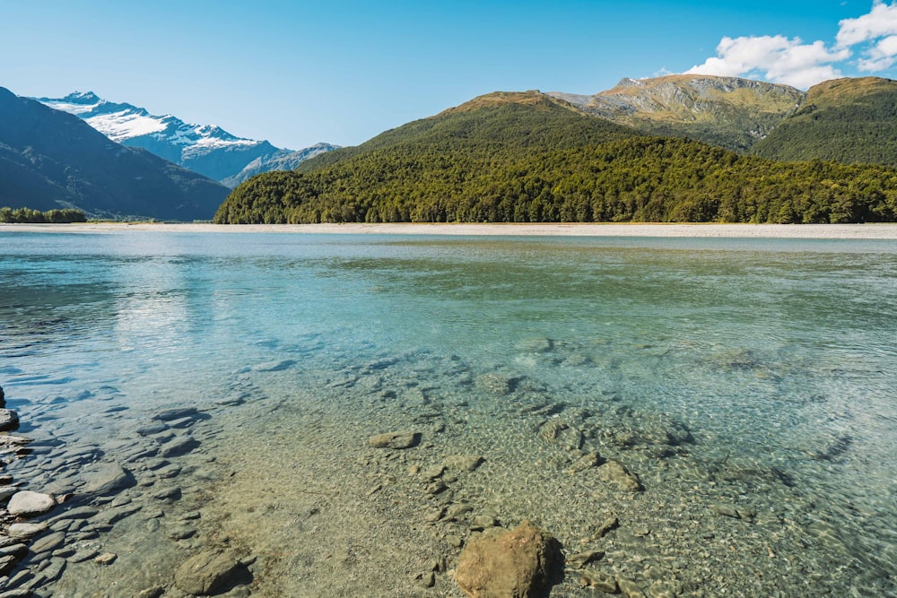 green and brown mountain beside body of water during daytime