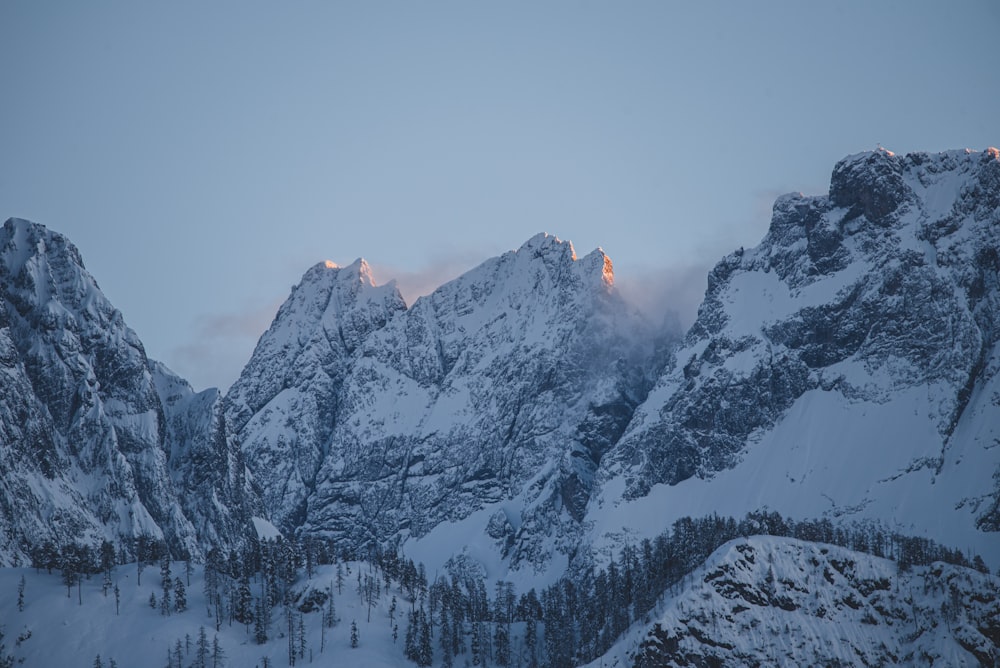 snow covered mountain during daytime