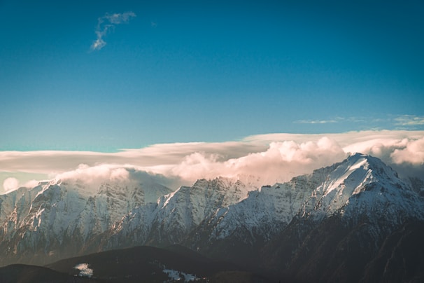 A breathtaking mountain range serving as the backdrop for outdoor gear.