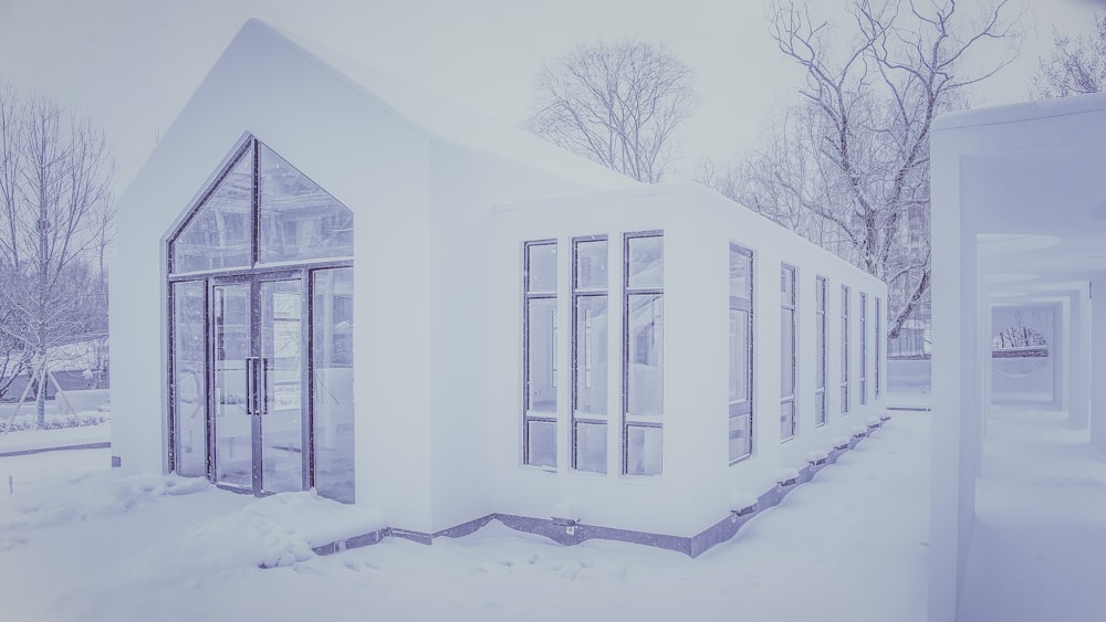 white concrete building with glass windows