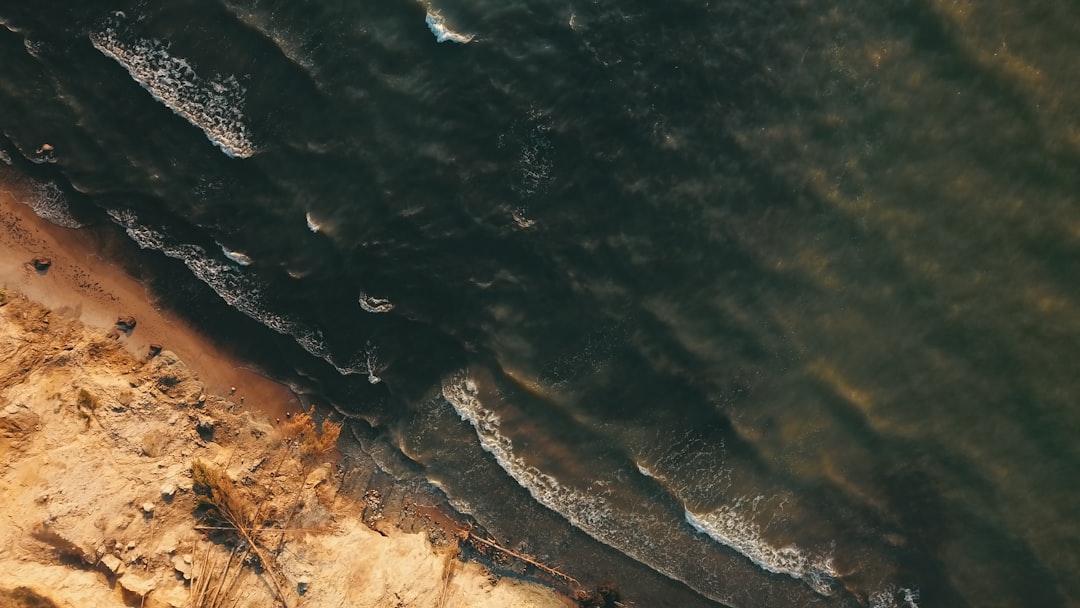 aerial view of ocean waves on shore during daytime