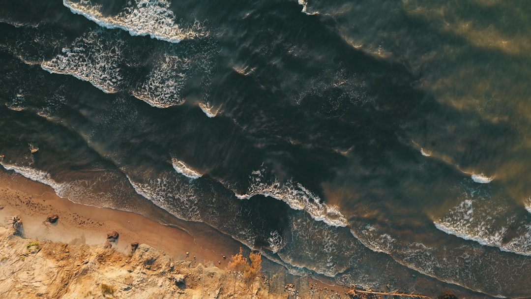 aerial view of ocean waves