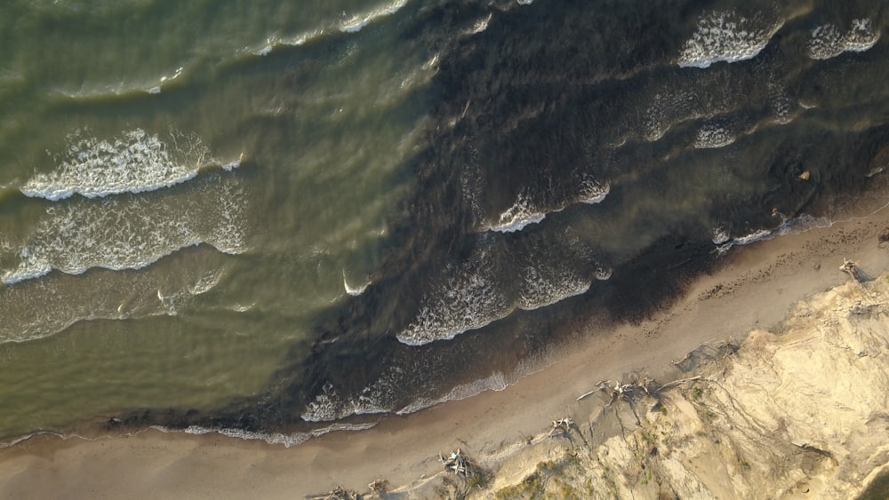 aerial view of ocean waves