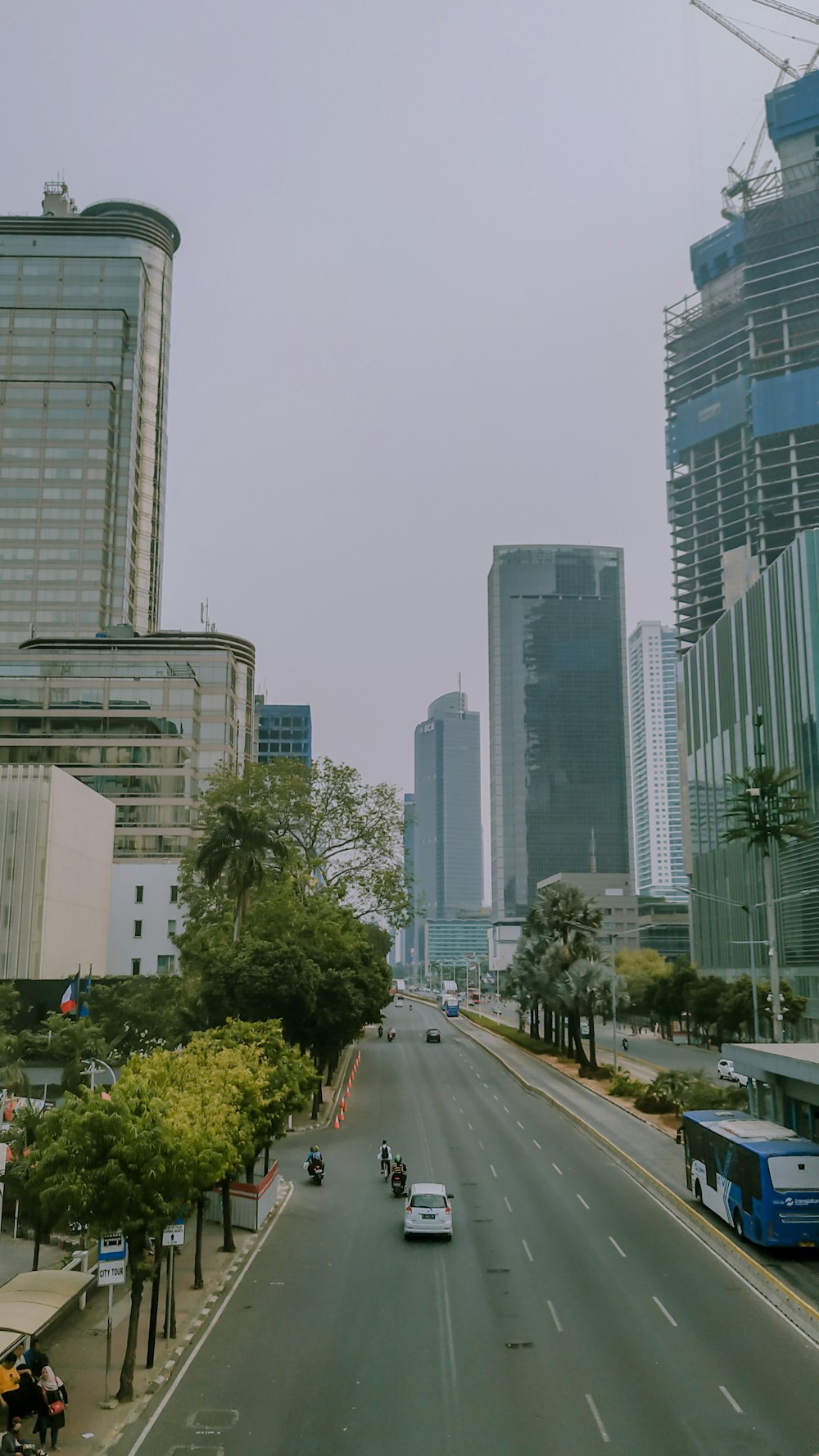 cars on road near high rise buildings during daytime