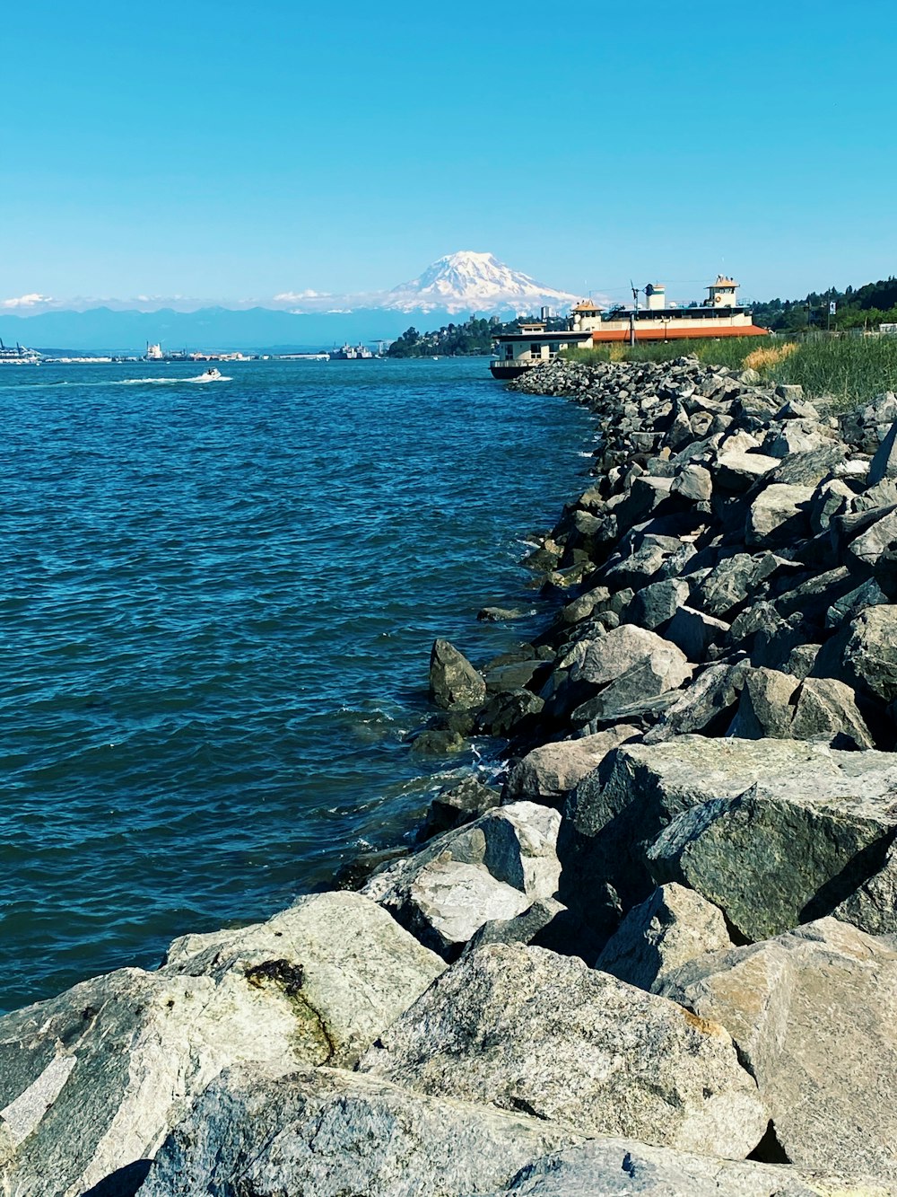 gray rocks near body of water during daytime