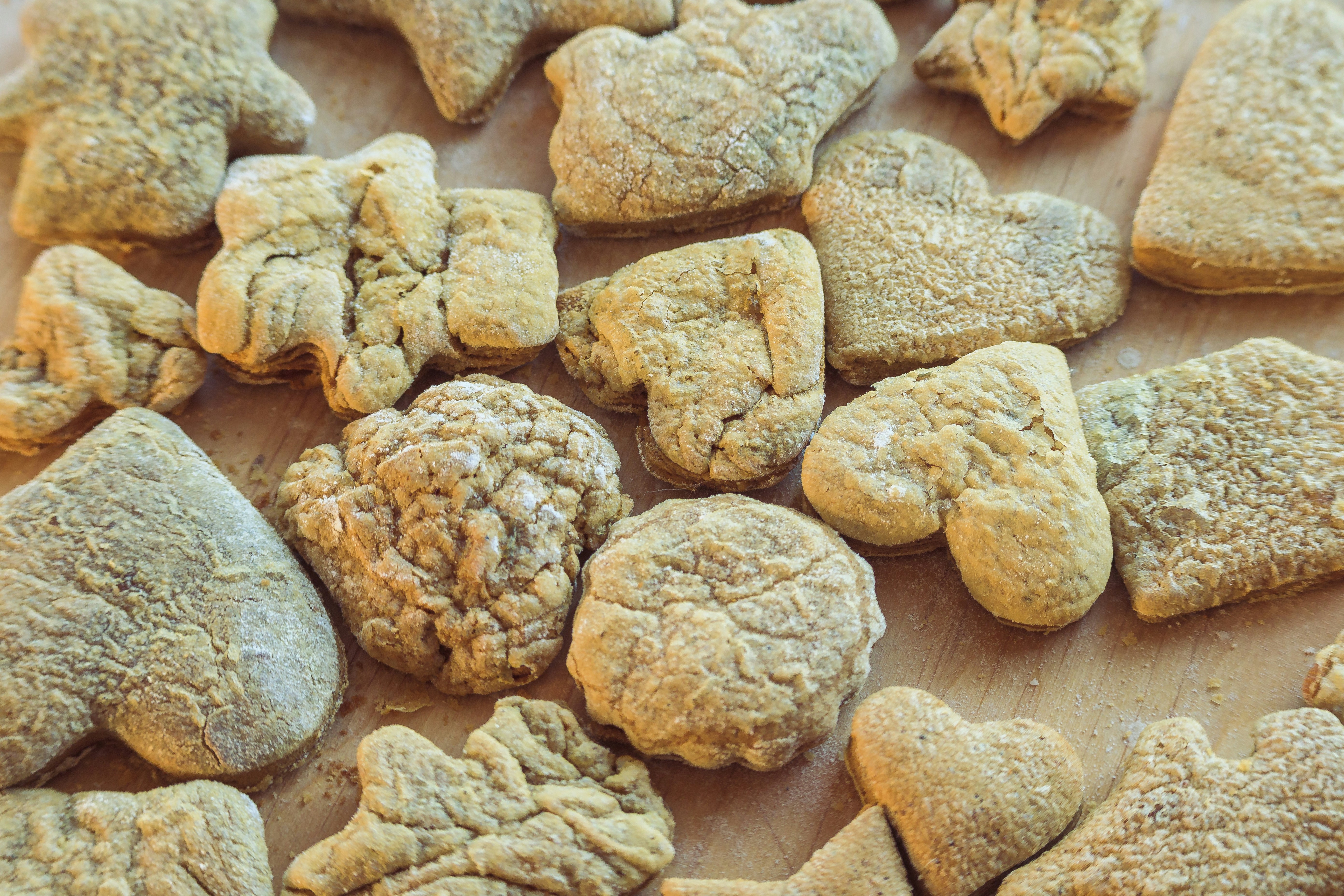 brown and white cookies on brown wooden table