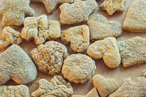 Batch of baked apple & oat dog biscuits