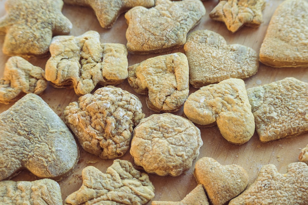 brown and white cookies on brown wooden table