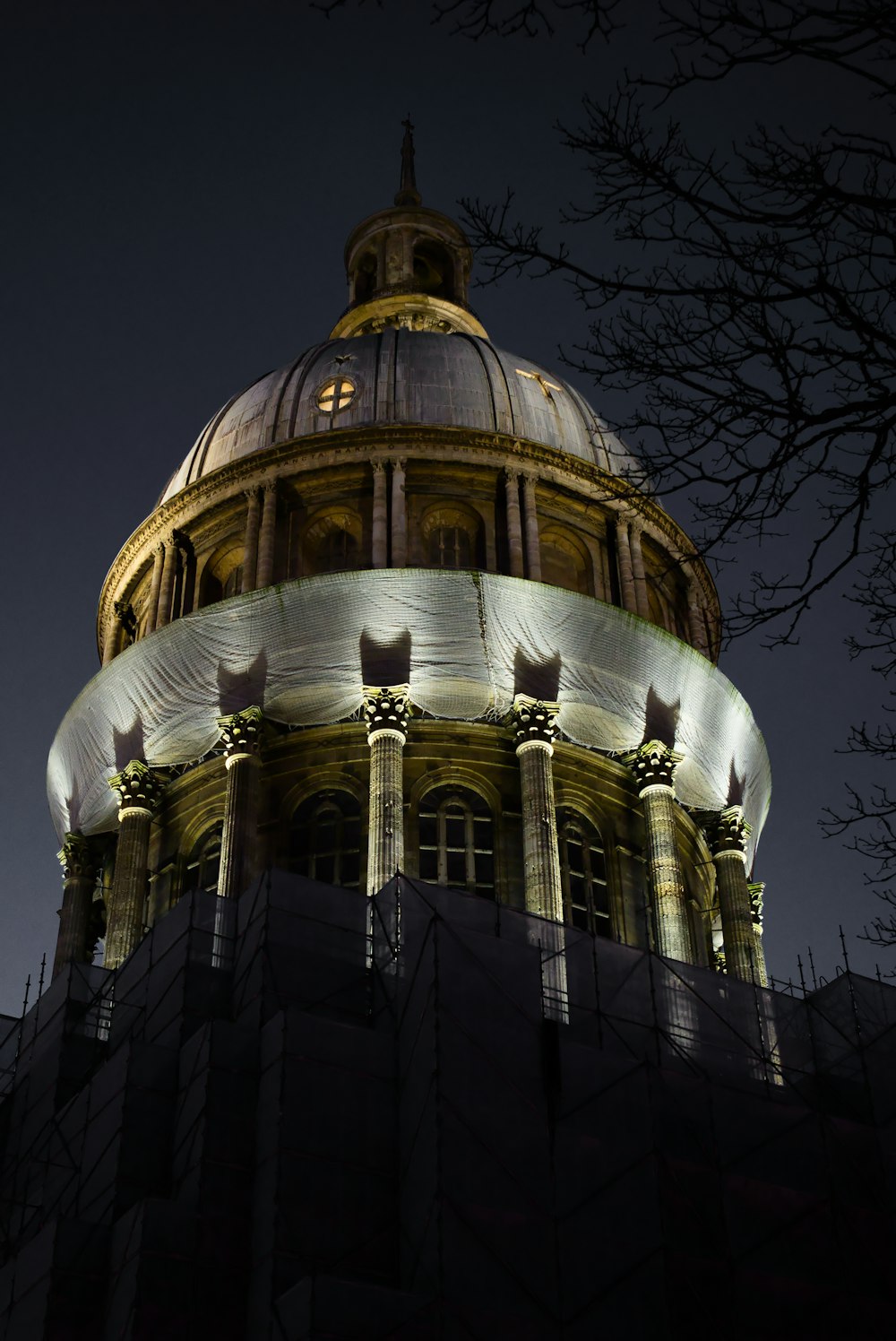 white dome building during night time