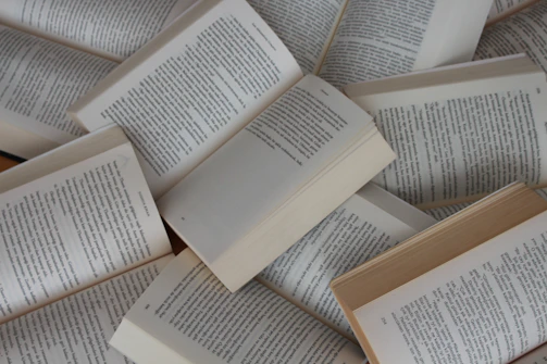 white and brown book on brown woven surface