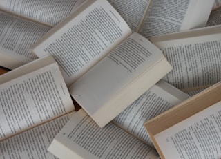 white and brown book on brown woven surface