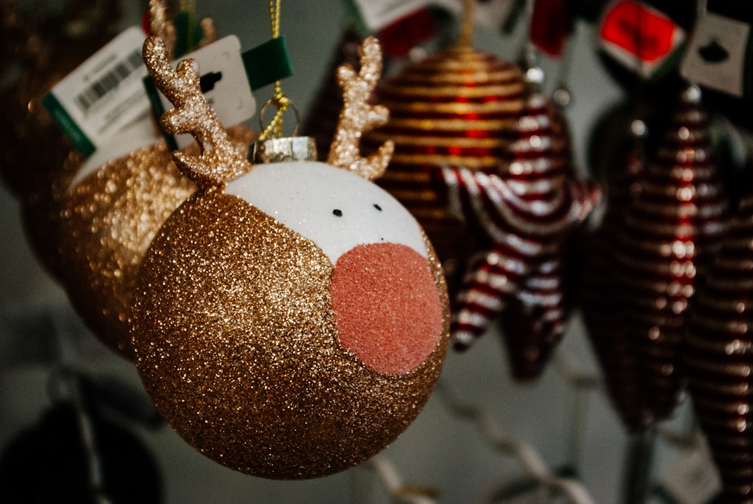 brown and white christmas bauble