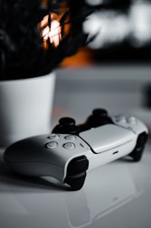 a video game controller sitting on top of a table