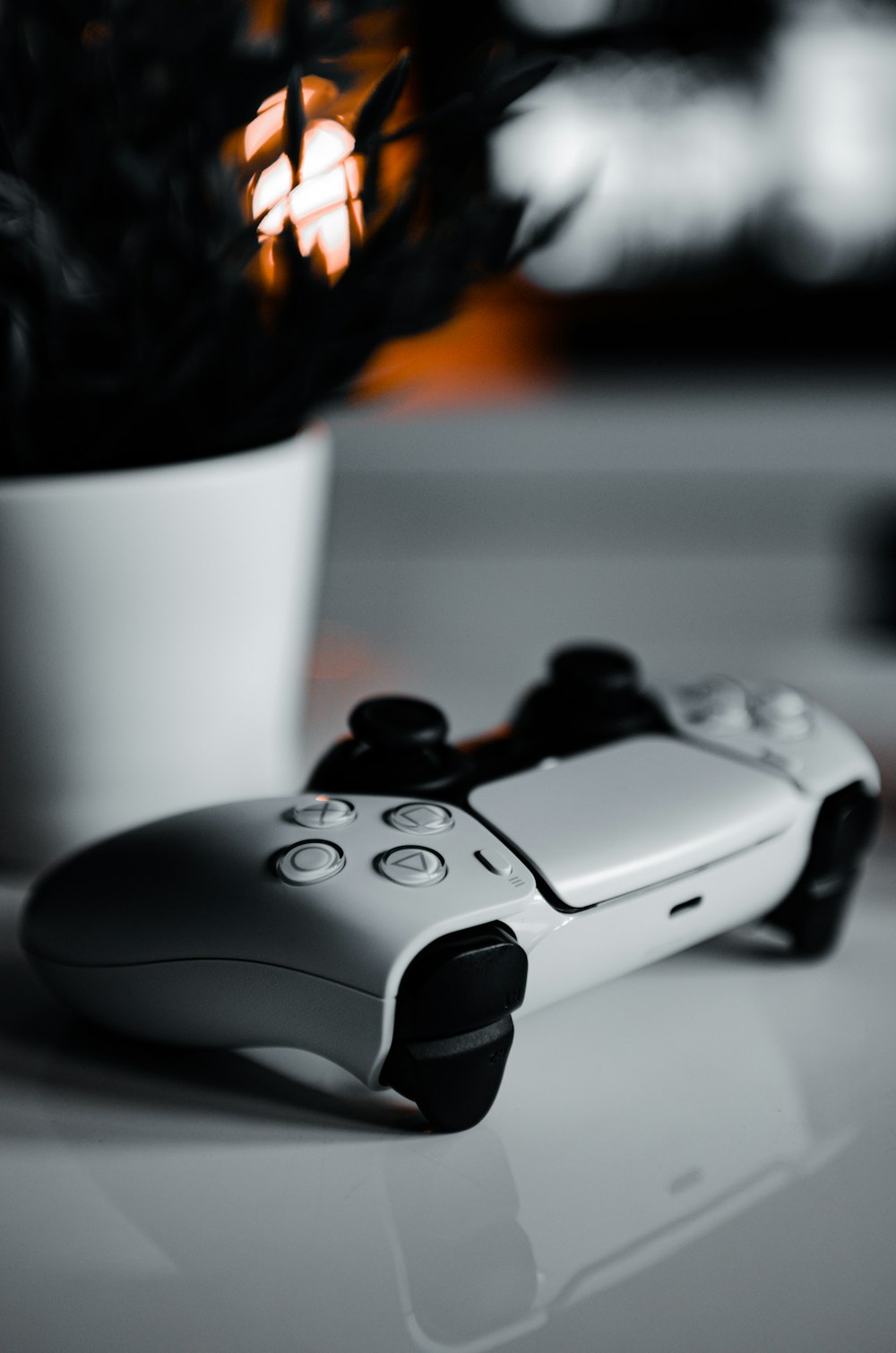 a video game controller sitting on top of a table