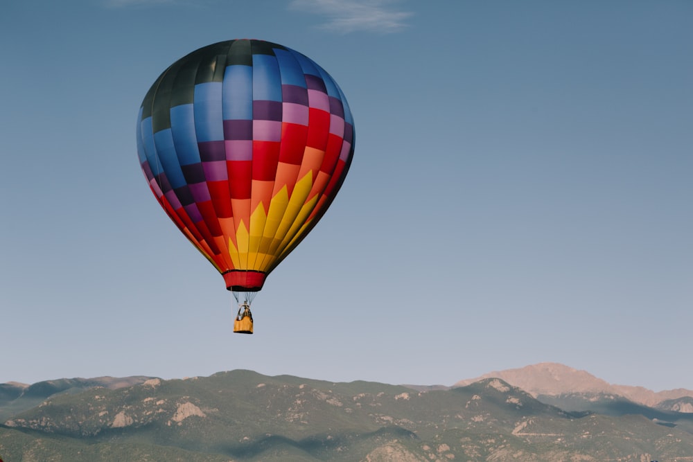yellow blue and red hot air balloon