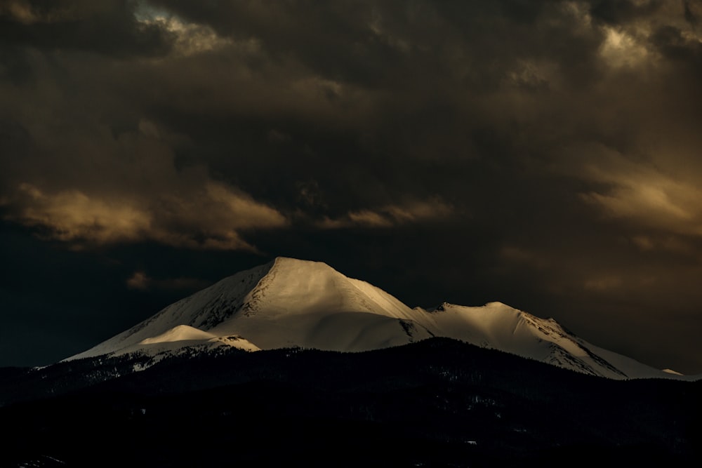 snow covered mountain under cloudy sky during daytime