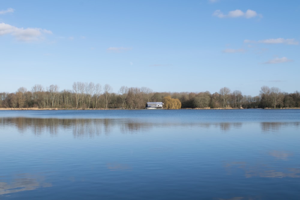 white and brown house near lake under blue sky during daytime