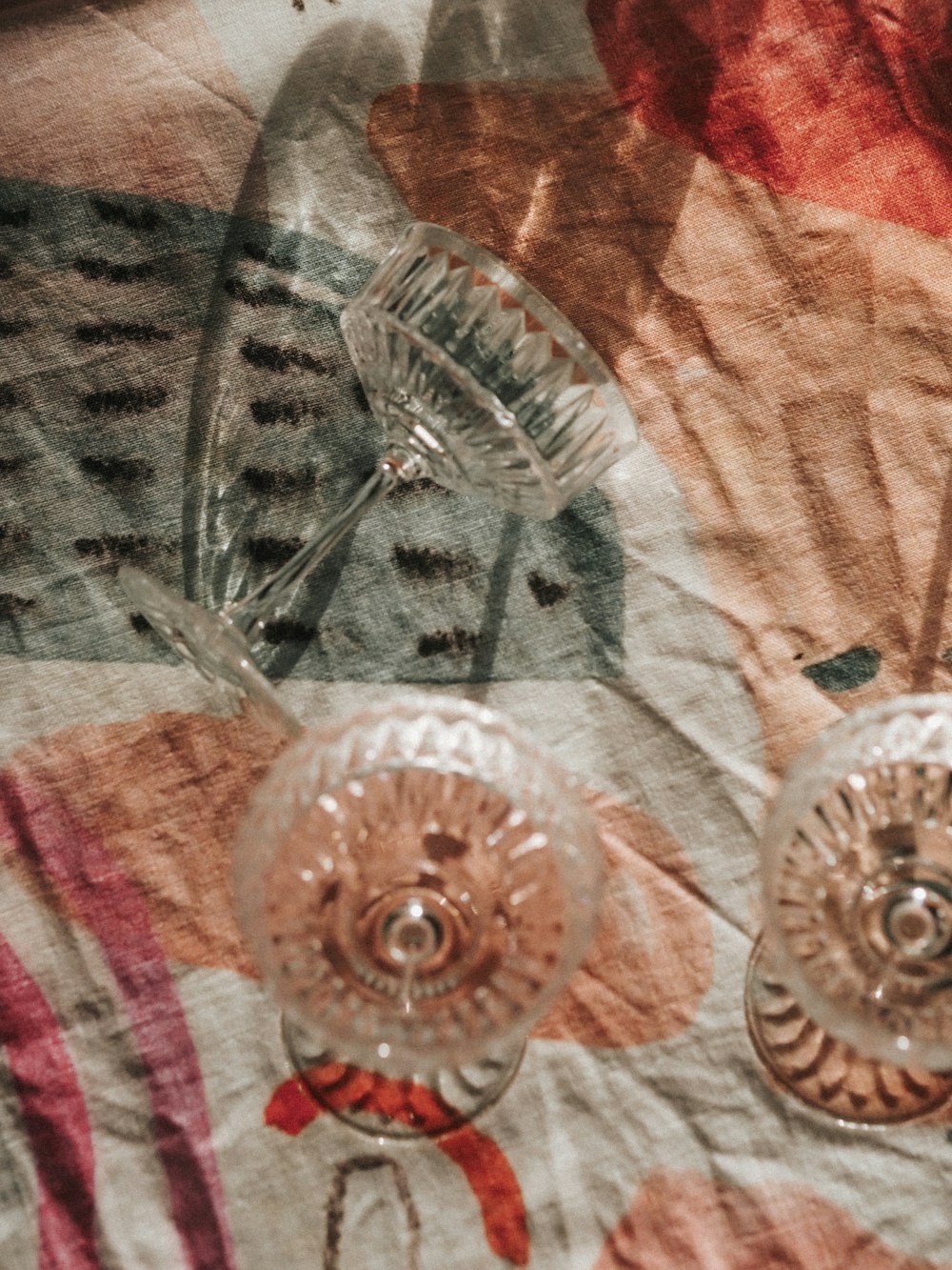 brown and white floral textile