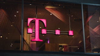 pink and purple led light with T-mobile logo