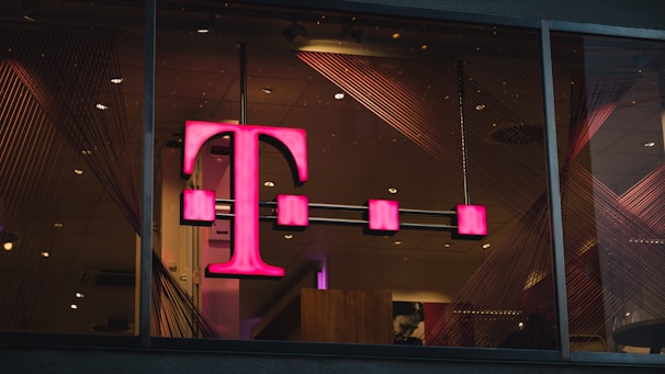 pink and purple led light with T-mobile logo