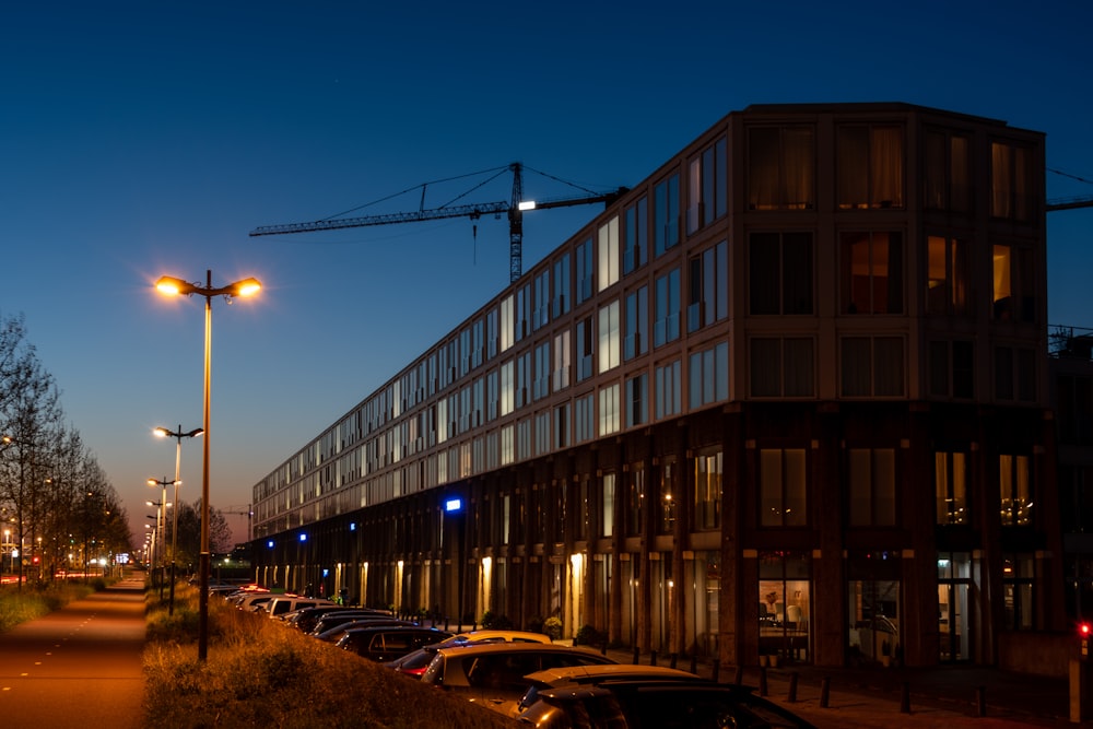 brown concrete building during night time