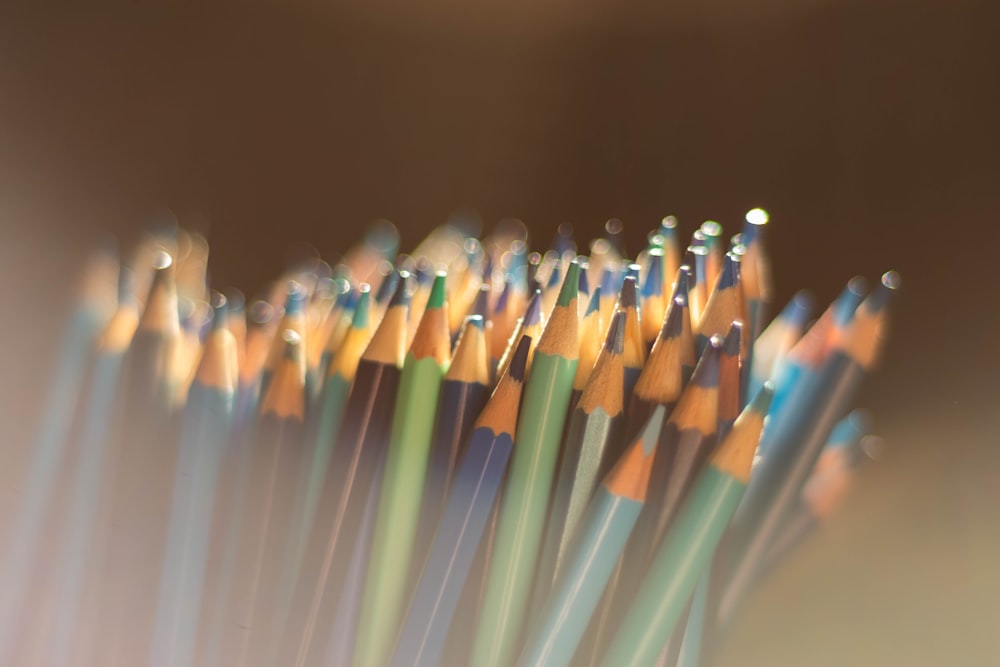 blue green and yellow coloring pencils