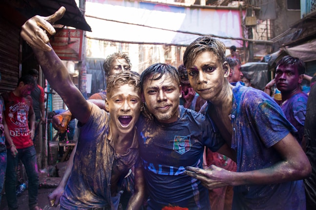 Group of Sri Lankan friends exploring the streets of Paris with joyful expressions.