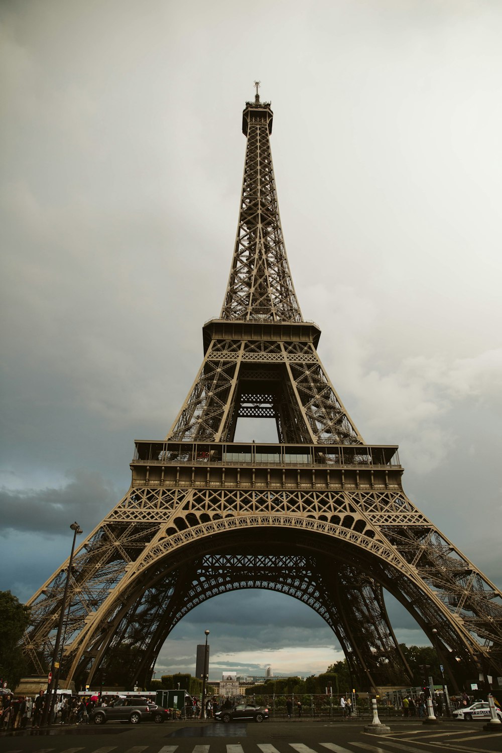 eiffel tower under gray sky