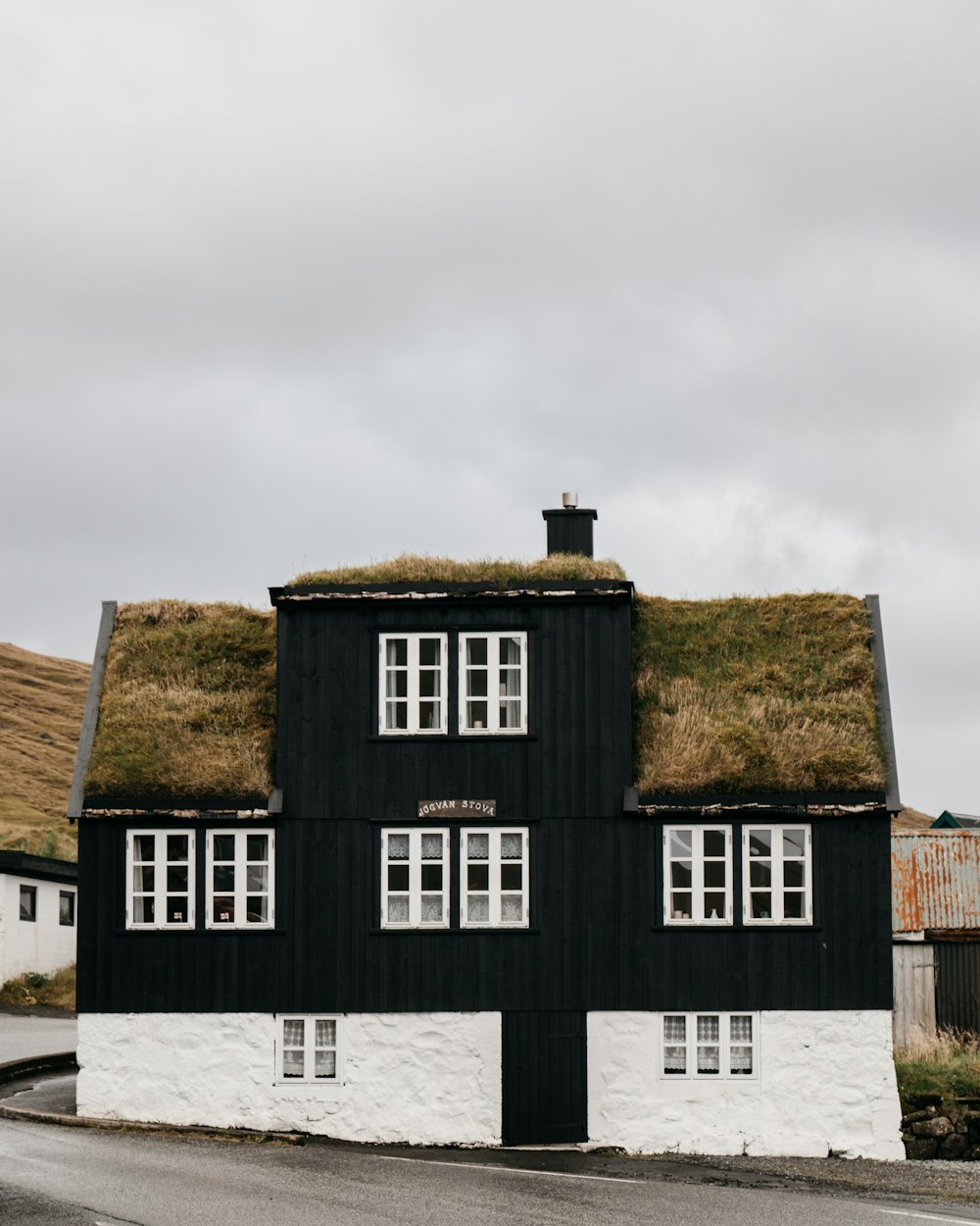 black and white house under white sky during daytime