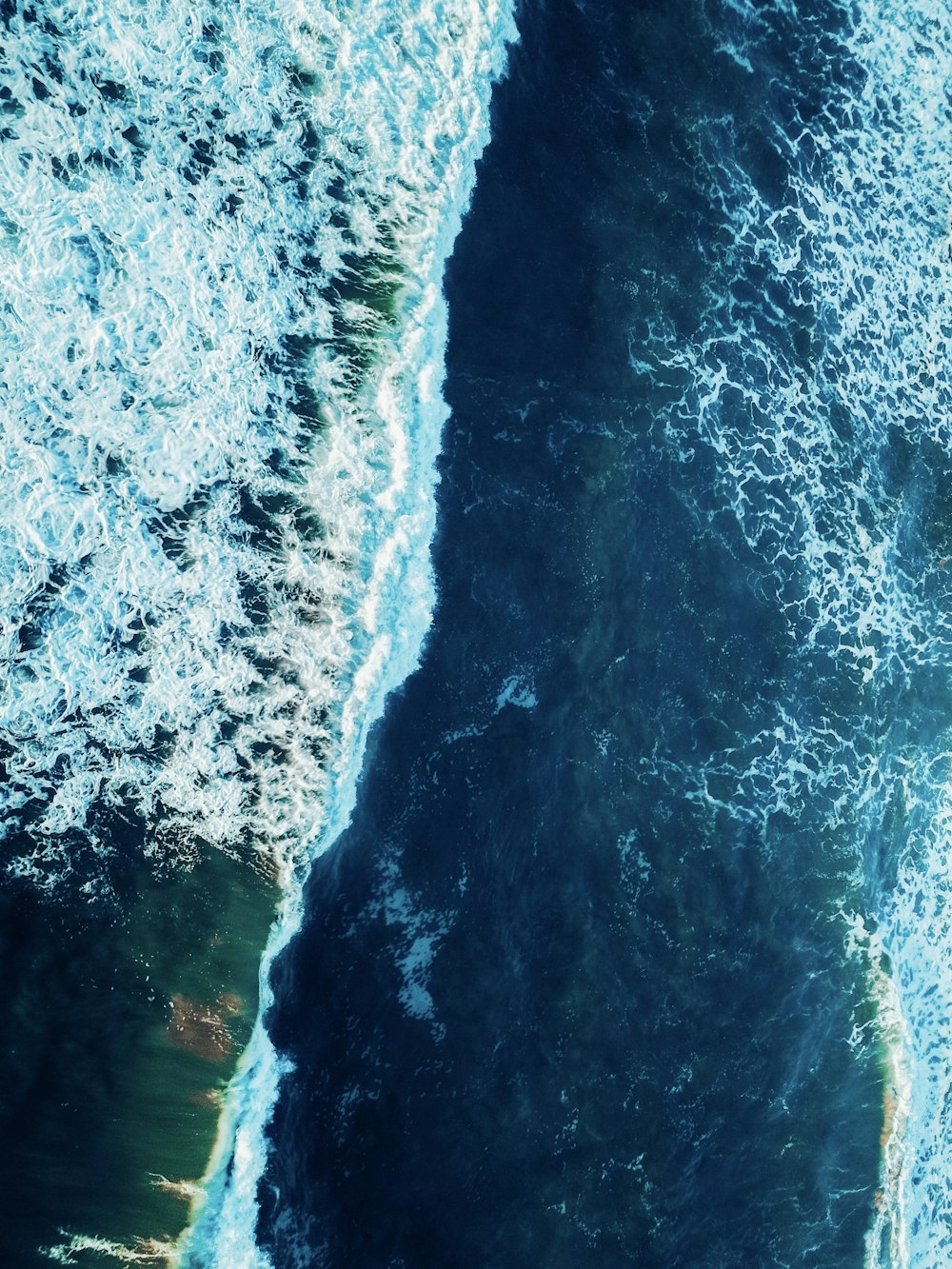 aerial view of ocean waves