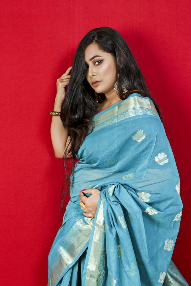 Chiffon Saree – Midnight Blue with Sequins