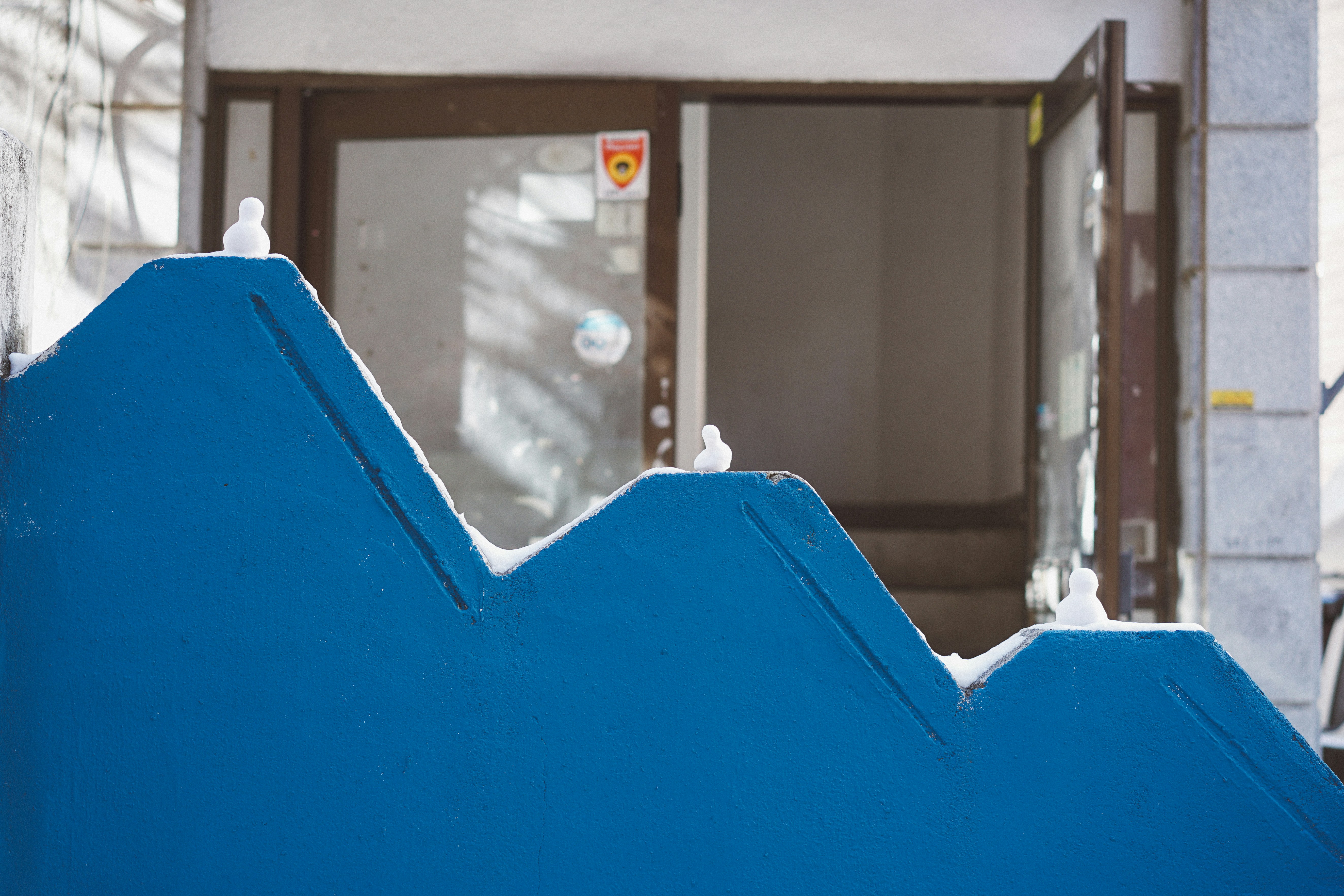 blue textile on white wooden table