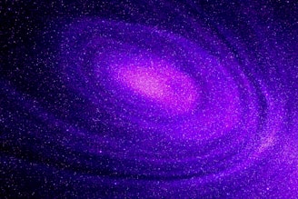 A swirling, cosmic scene with vibrant shades of purple and pink, depicting a galaxy filled with sparkling stars, creating a sense of depth and mystery.