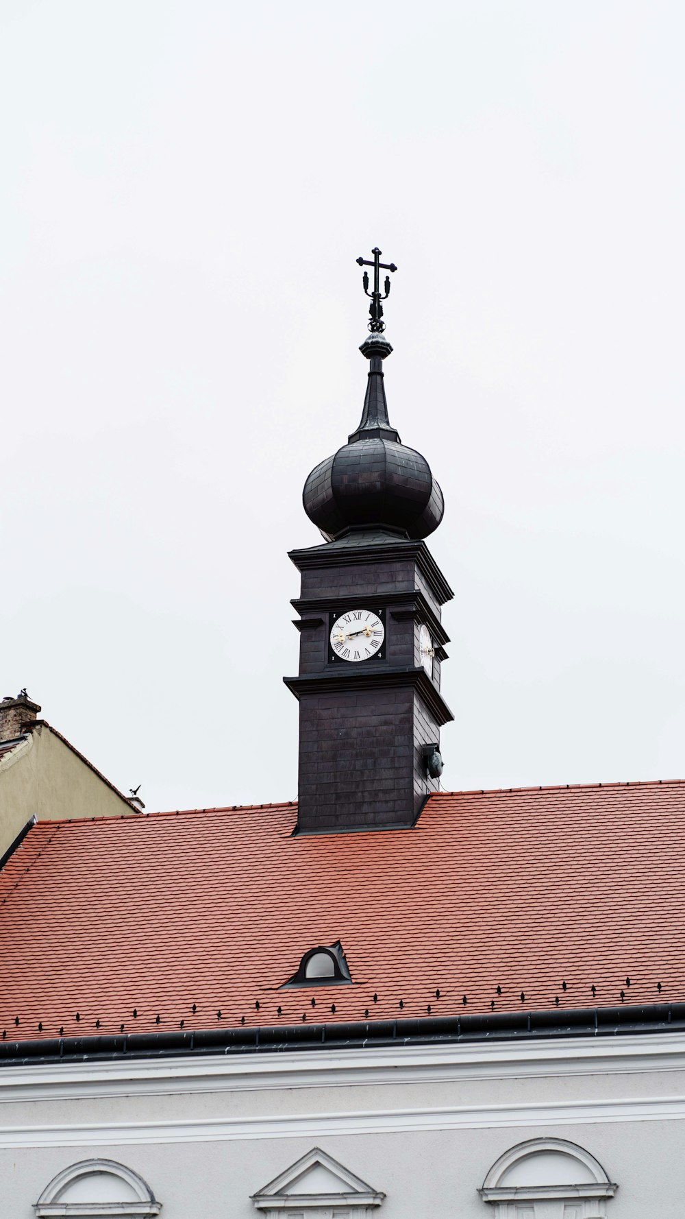 black and white analog clock