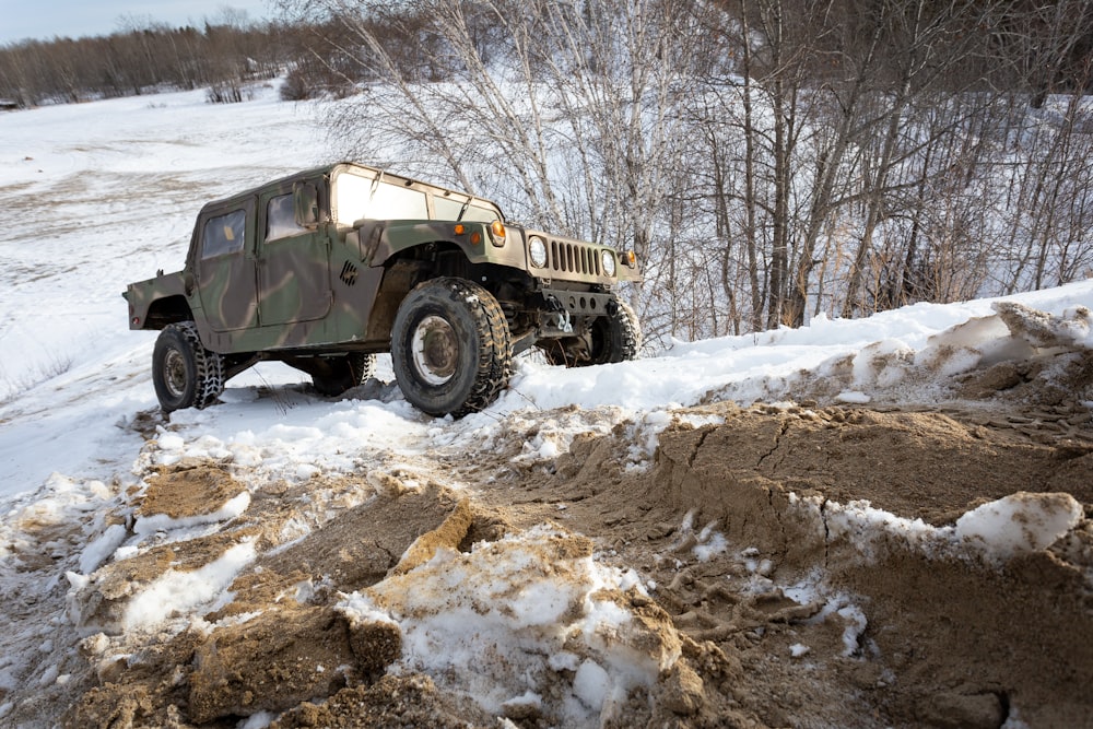 black and white jeep wrangler on snow covered ground during daytime