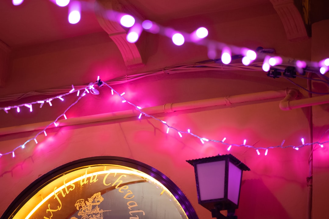 pink string lights turned on during nighttime