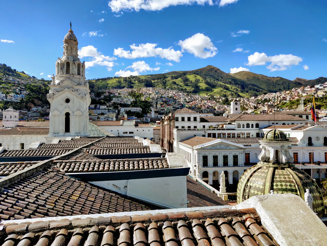 Beautiful view of Quito and the Andes Mountains
