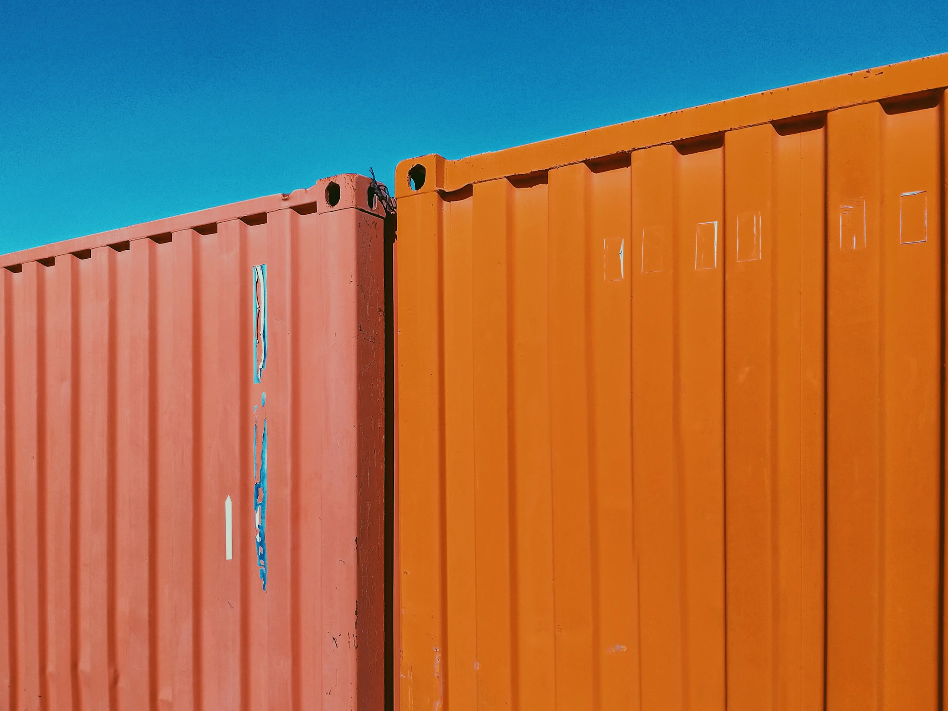 orange and blue steel gate