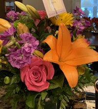 A beautiful bouquet of flowers with audio tags.