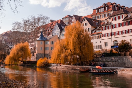 white and brown concrete building beside river during daytime