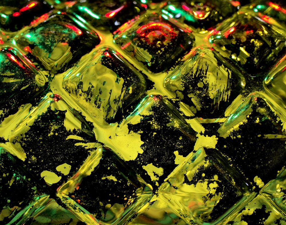 green and red light on glass
