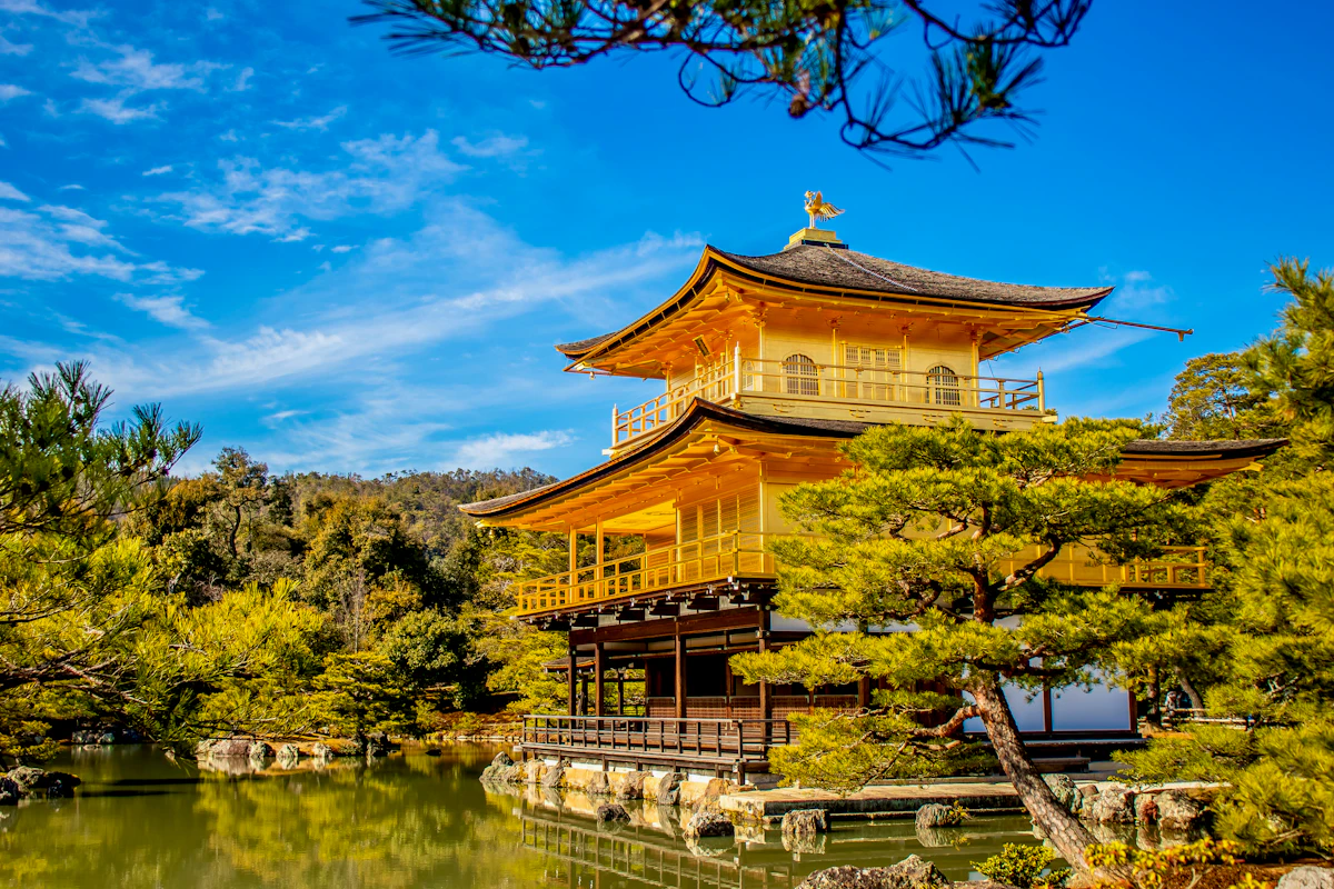 Kinkaku-ji, the Golden Pavilion, reflected in its pond