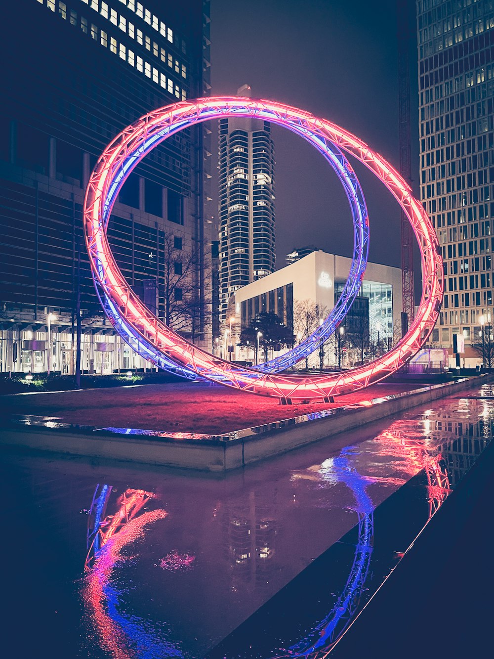 red and blue lighted building